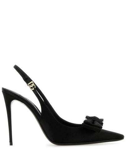 Bow Detail Satin Slingback Heel Black - DOLCE&GABBANA - BALAAN 2