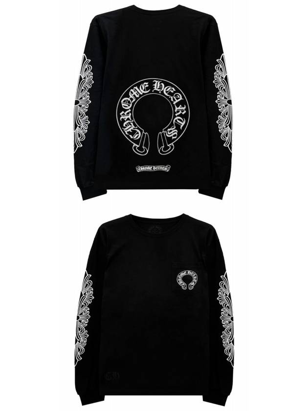 Horseshoe Logo Long Sleeve T Shirt Black - CHROME HEARTS - BALAAN 5