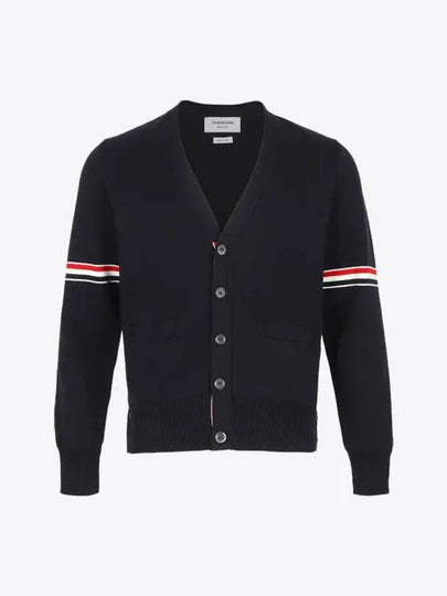 Milano Stitch Sprite Armband Cotton V-neck Cardigan Navy - THOM BROWNE - BALAAN 2