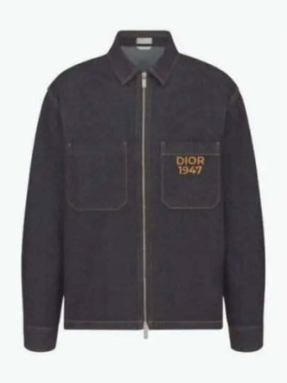 Homme Men Embroidered Logo Denim Jacket Navy - DIOR - BALAAN 2