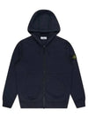 Garment Dyed Cotton Fleece Full Zip Hooded Jacket Navy - STONE ISLAND - BALAAN 2