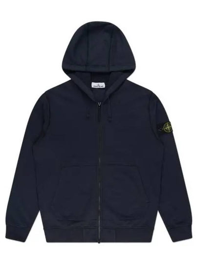 Garment Dyed Cotton Fleece Full Zip Hooded Jacket Navy - STONE ISLAND - BALAAN 2