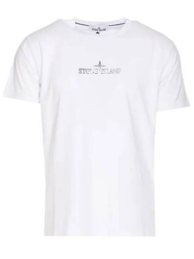 Logo Print Short Sleeve T-Shirt  White - STONE ISLAND - BALAAN 2