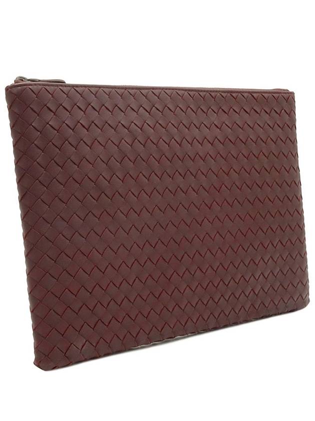 Dark Burgundy Intrecciato Nappa Large Pouch Clutch - BOTTEGA VENETA - BALAAN 4