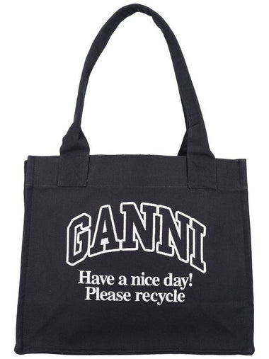 Ganni Large Canvas Tote Bag - GANNI - BALAAN 1