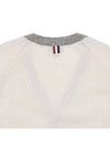 V-Neck 4-Bar Wool Cardigan White - THOM BROWNE - BALAAN 11