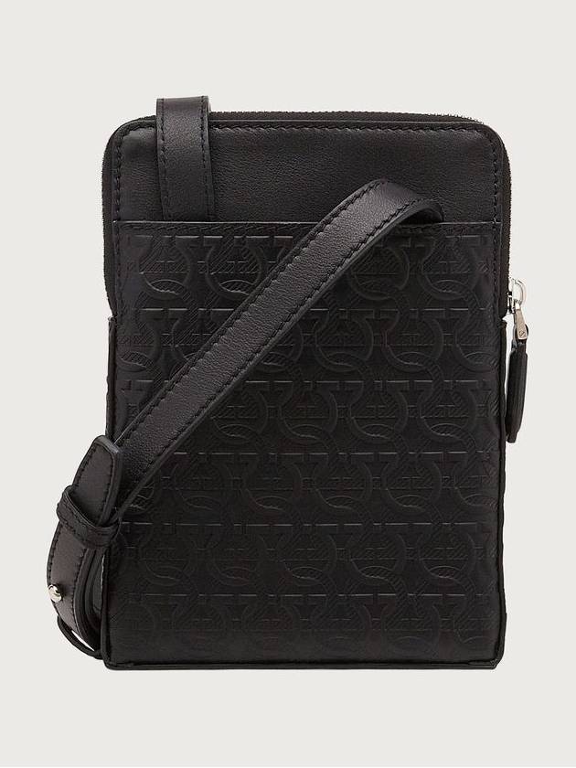 Gancini Embossed Travel Cross Bag Black - SALVATORE FERRAGAMO - BALAAN 3