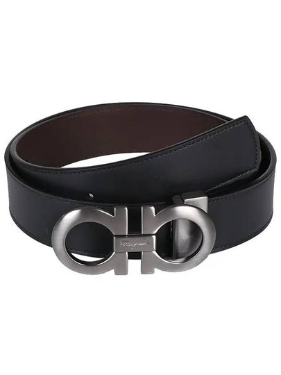 Gancini Reversible Adjustable Leather Belt Black Dark Brown - SALVATORE FERRAGAMO - BALAAN 2