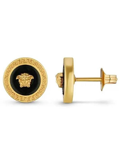 Enamel Medusa Stud Earrings Black Gold - VERSACE - BALAAN 2