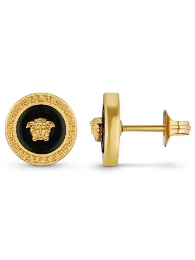 Enamel Medusa Stud Earrings Black Gold - VERSACE - BALAAN 3