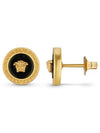 Enamel Medusa Stud Earrings Black Gold - VERSACE - BALAAN 2