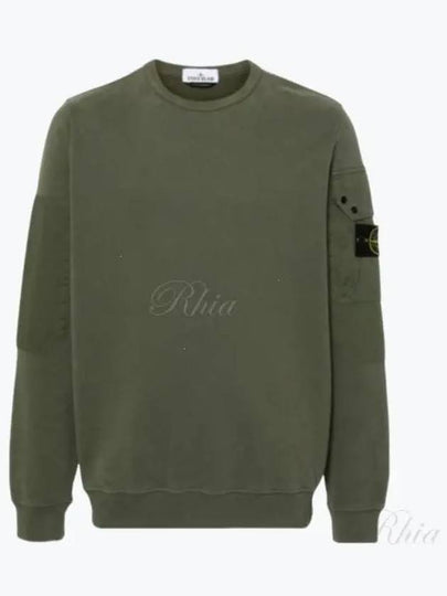 Brushed Organic Cotton Fleece Sweatshirt Green - STONE ISLAND - BALAAN 2