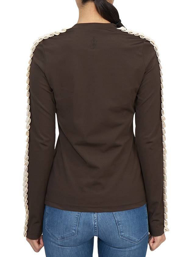 Pleated Trim Long Sleeve T-Shirt Brown - JW ANDERSON - BALAAN 6