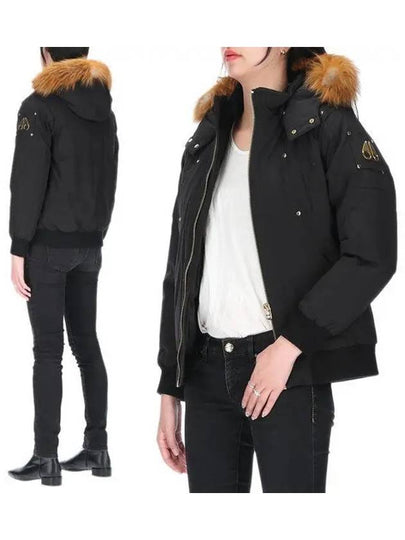 Unisex Gold Fox Fur Down Bomber Jacket Black - MOOSE KNUCKLES - BALAAN 2