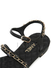 Black Gold Chain Quilted Strap Sandals Slippers G36934 - CHANEL - BALAAN 8