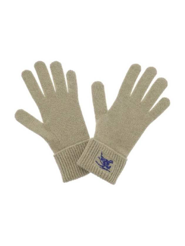 Embroidered Cashmere Gloves Green - BURBERRY - BALAAN 3