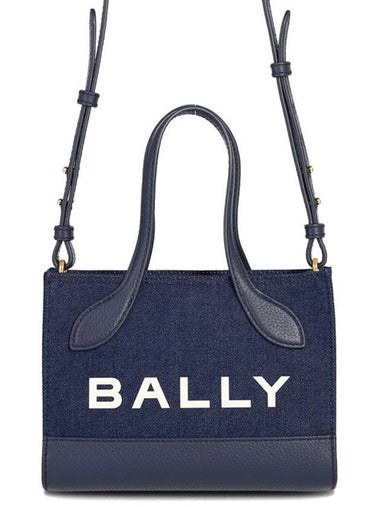 Logo Bar Keep On Xs Denim Cross Bag Dark Blue - BALLY - BALAAN 1