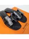 Oran Calfskin Slippers Noir Piqures Ecrues Black - HERMES - BALAAN 7