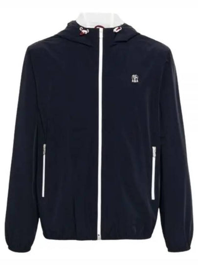 Embroidered Logo Zip-up Hoodie Navy - BRUNELLO CUCINELLI - BALAAN 2