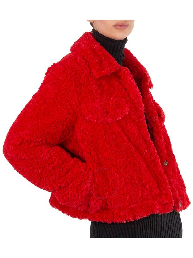 Michael Kors Ladies Faux Sherpa Trucker Jacket In Red, Size Medium - MICHAEL KORS - BALAAN 2