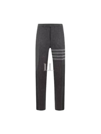 Donegal Tweed Low Rise 4 Bar Backstrap Straight Pants Grey - THOM BROWNE - BALAAN 2