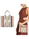 Woody Small Canvas Tote Bag White Brown Beige - CHLOE - BALAAN 2