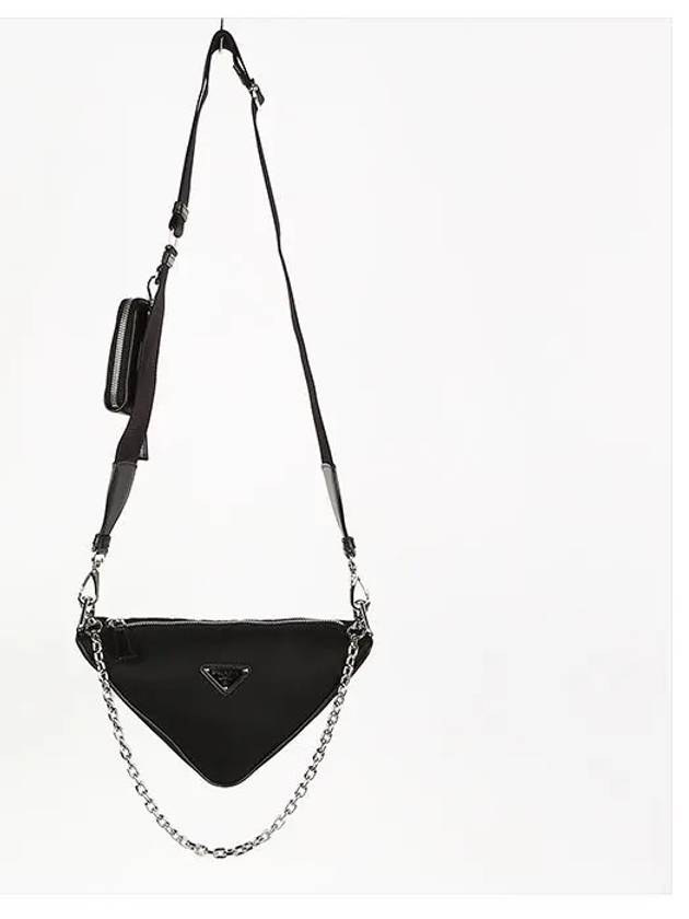 Triangle Logo Re-Nylon Cross Bag Black - PRADA - BALAAN 4