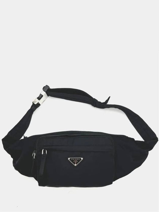 Triangle Logo Nylon Belt Bag Black - PRADA - BALAAN.