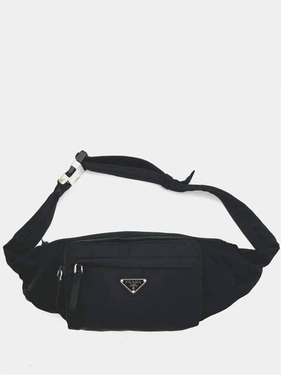 Testo Triangle Logo Nylon Belt Bag Black - PRADA - BALAAN 2