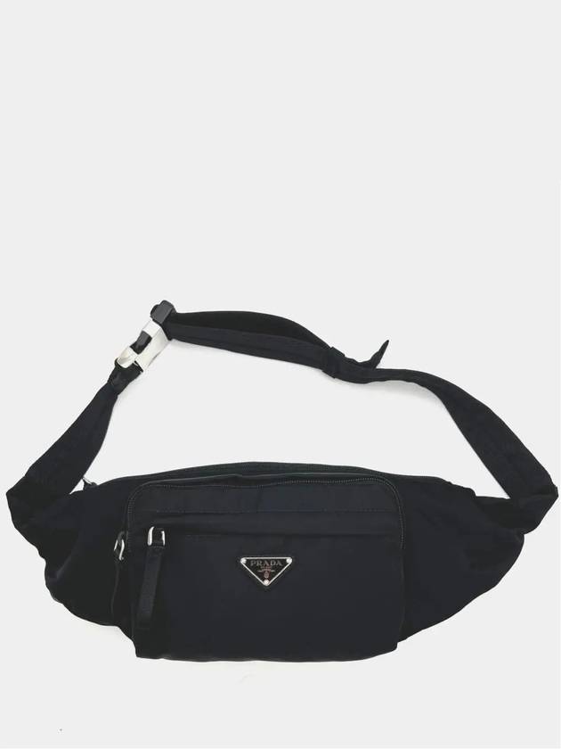 Testo Triangle Logo Nylon Belt Bag Black - PRADA - BALAAN 6