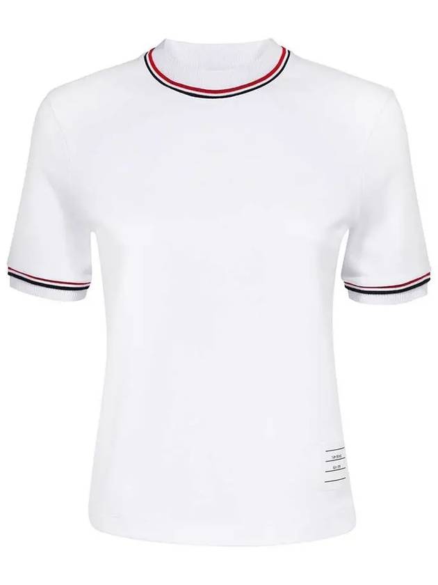 RWB Stripe Cotton Short Sleeve T-Shirt White - THOM BROWNE - BALAAN 3