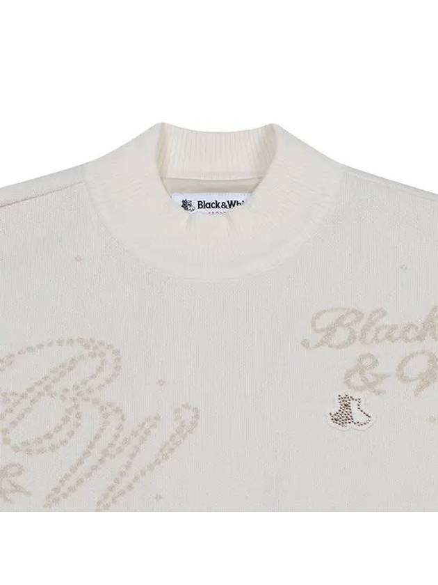 Women s logo jacquard high neck sweater 2604LXKW IVORY - BLACK&WHITE - BALAAN 3