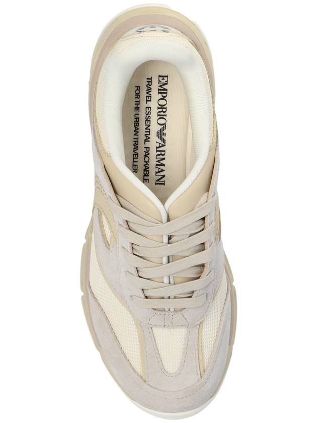 Emporio Armani Sneakers With Logo, Men's, Cream - EMPORIO ARMANI - BALAAN 6