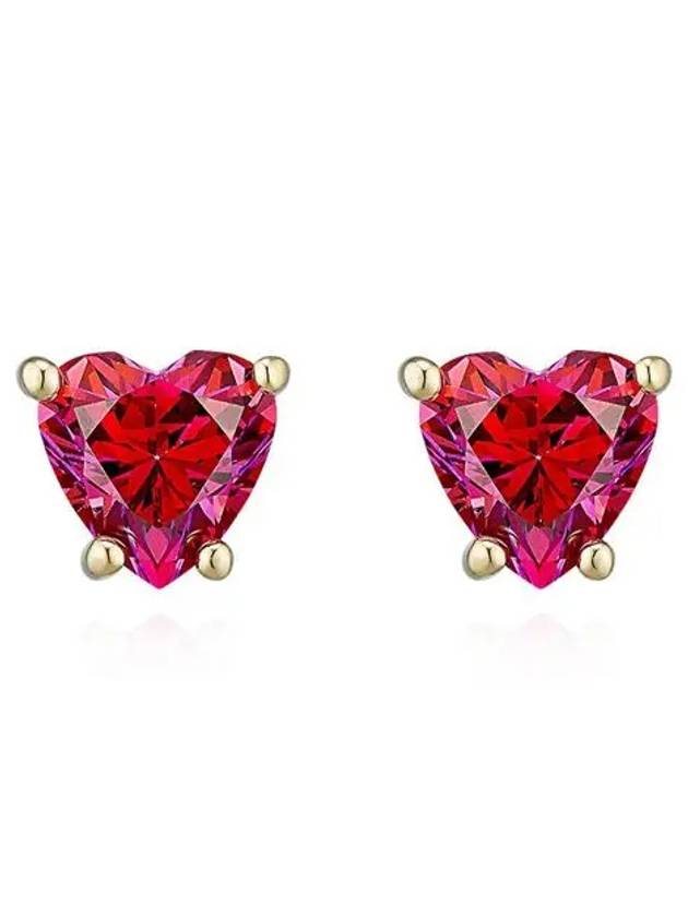 Stilla Heart Stud Earrings Red - SWAROVSKI - BALAAN 3