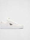 Logo Quilted Nappa Leather Low Top Sneakers White - PRADA - BALAAN 1