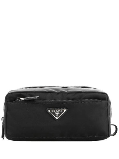 Triangle Logo Nylon Pouch Bag Black - PRADA - BALAAN 2