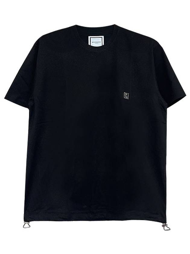 Men's String Detail Short Sleeve T-Shirt Black - WOOYOUNGMI - BALAAN 2