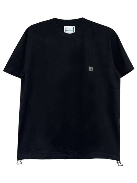 Men's String Detail Short Sleeve T-Shirt Black - WOOYOUNGMI - BALAAN 2