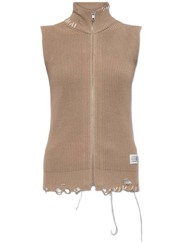 MM6 Maison Margiela Vest With Logo, Women's, Beige - MAISON MARGIELA - BALAAN 1