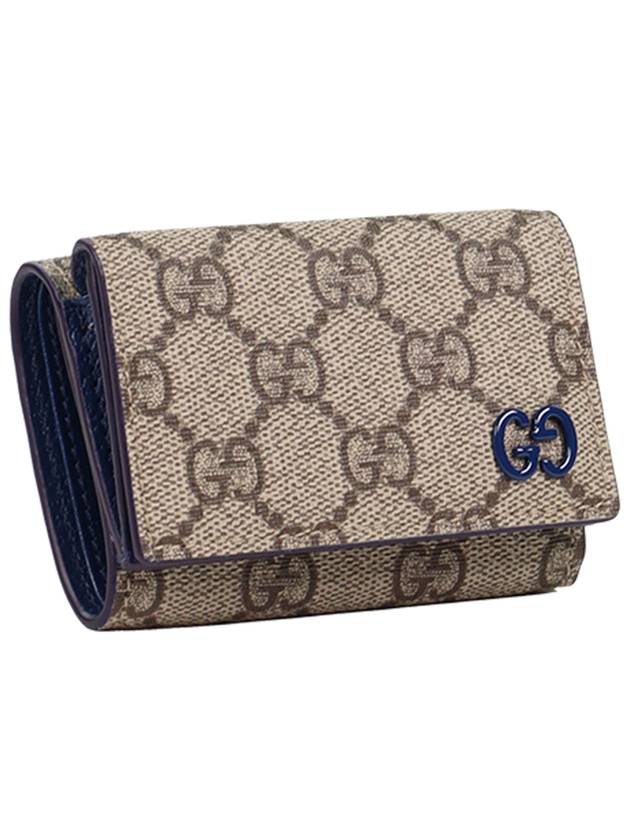 GG Supreme Canvas Mini Half Wallet Beige Blue - GUCCI - BALAAN 4