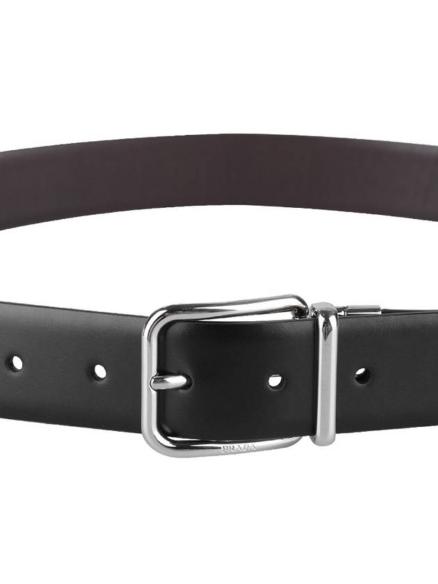 Reversible Leather Belt Black - PRADA - BALAAN 9