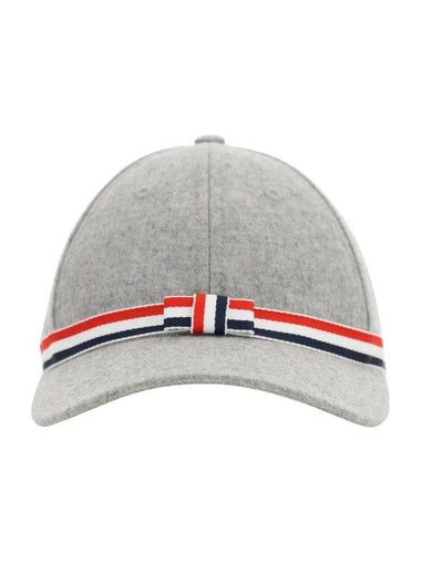 Bow Grosgrain Wool Flannel Ball Cap Light Grey - THOM BROWNE - BALAAN 1