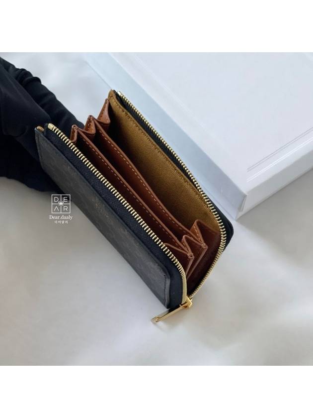 Triomphe Print Zipper Coin Wallet Tan - CELINE - BALAAN 6