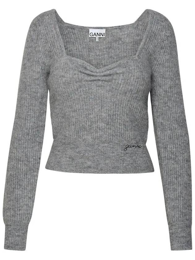 Soft Wool Knit Top Grey - GANNI - BALAAN 2