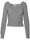 Soft Wool Knit Top Grey - GANNI - BALAAN 3