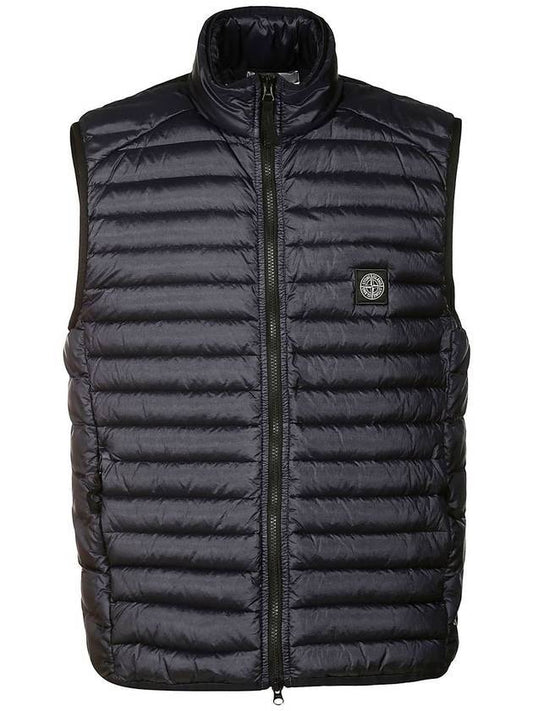 Logo Patch Quilted Vest Navy - STONE ISLAND - BALAAN.