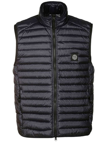 Loom Woven Chambers Nylon Down Vest Navy - STONE ISLAND - BALAAN 1