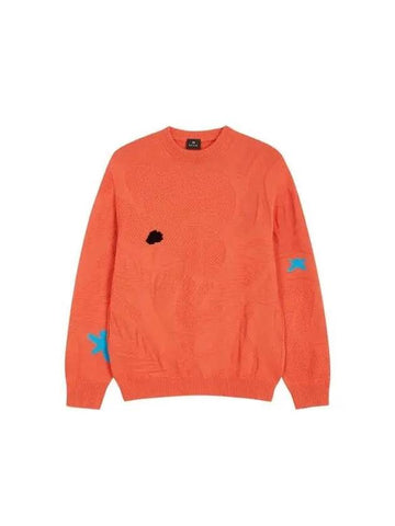 Sseudday Max PS Flower Tissue Crew Neck Sweater Vivid Orange 270172 - PAUL SMITH - BALAAN 1