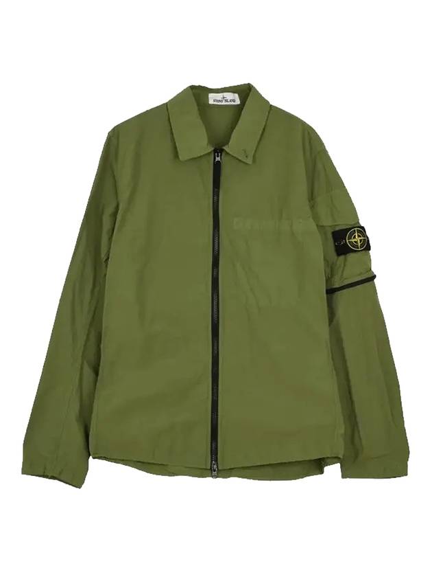 Men's Naslan Light Garment Dye Zip-up Jacket Olive Green - STONE ISLAND - BALAAN 1