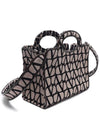 Toile Iconographe Small Tote Bag Black Beige - VALENTINO - BALAAN 4